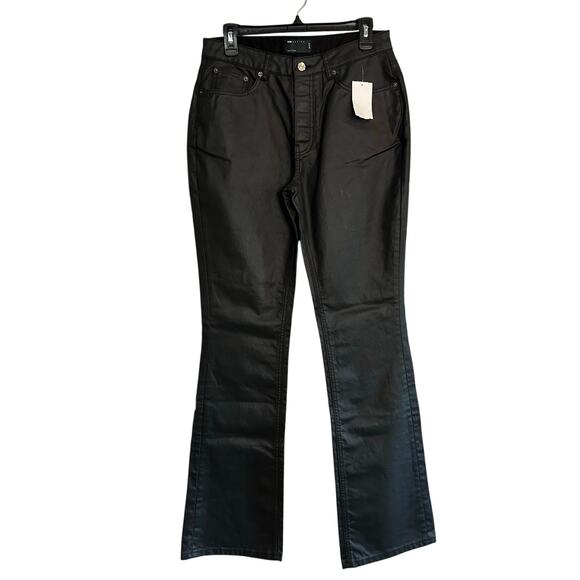 ASOS New Black Coated Boot Cut / Flare Button Fly Jeans Rise: 10.5  Size Tall 28 - Picture 1 of 6